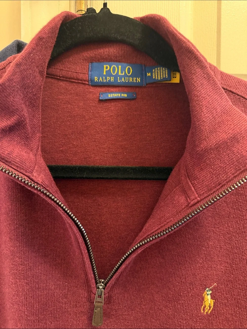 Polo by Ralph Lauren Men's Zip-Neck Sweater - Maroon with Gold Pony